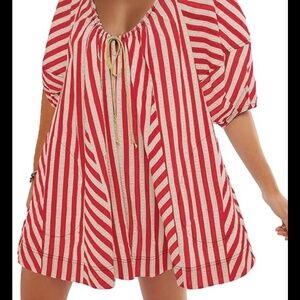 Red + Cream Romper NWOT Size L